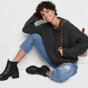 Women's Crewneck Waffle Knit Pullover Sweater